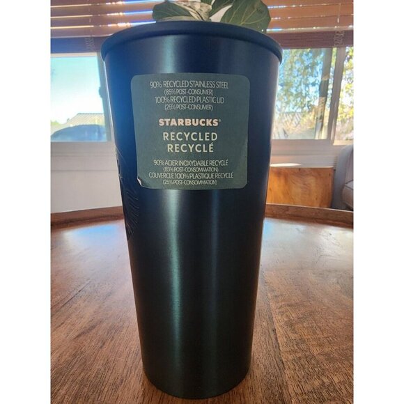 2022 Starbucks Siren Logo 16oz Blue Stainless Coffee Tumbler w/ Green Lid - Picture 2 of 6